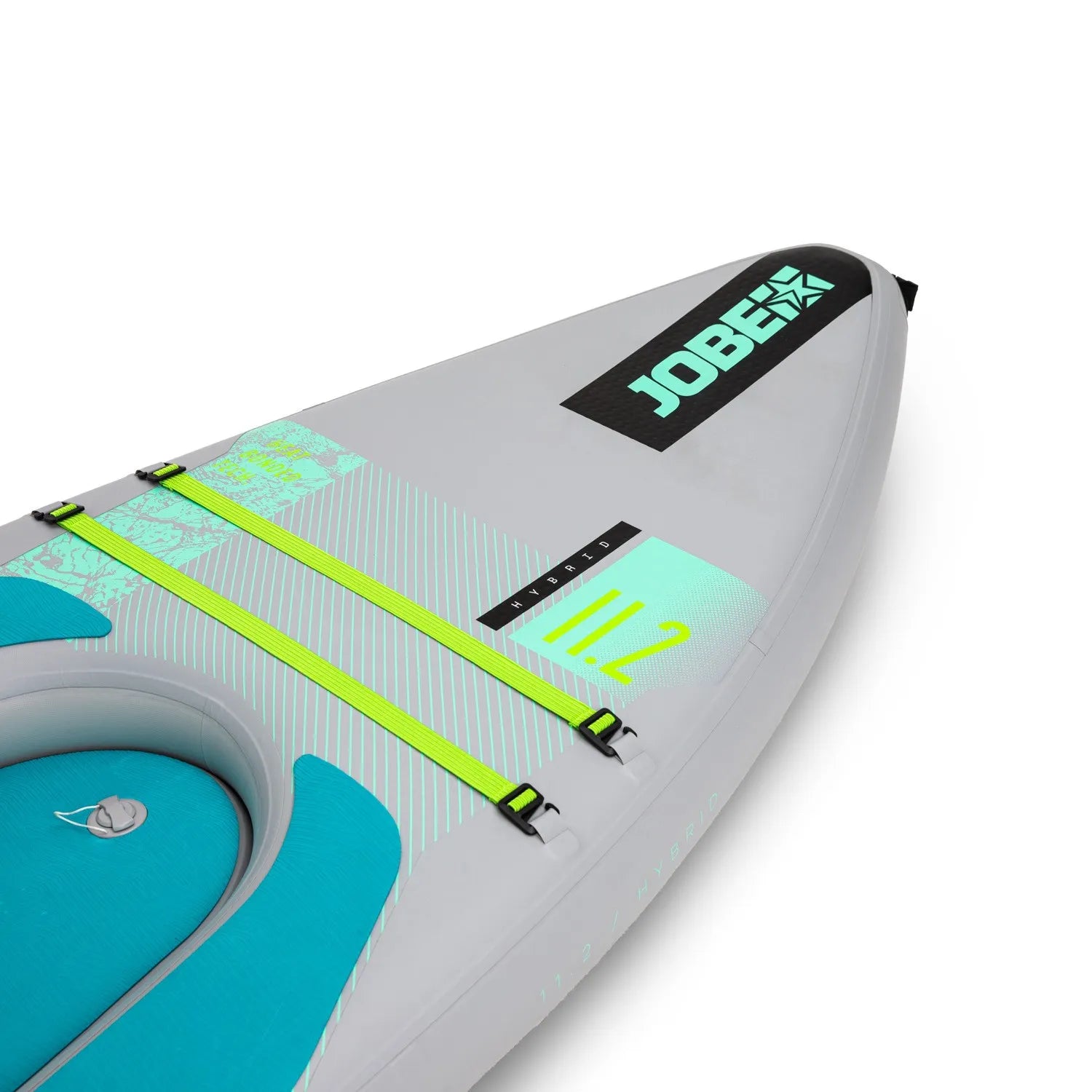 Inflatable paddle board with Jobe logo on a white background