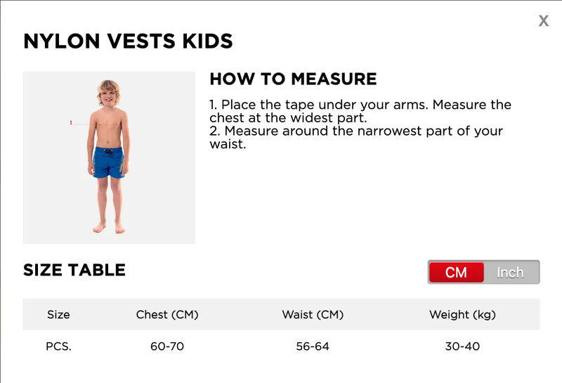 jobe nylon vest kid size