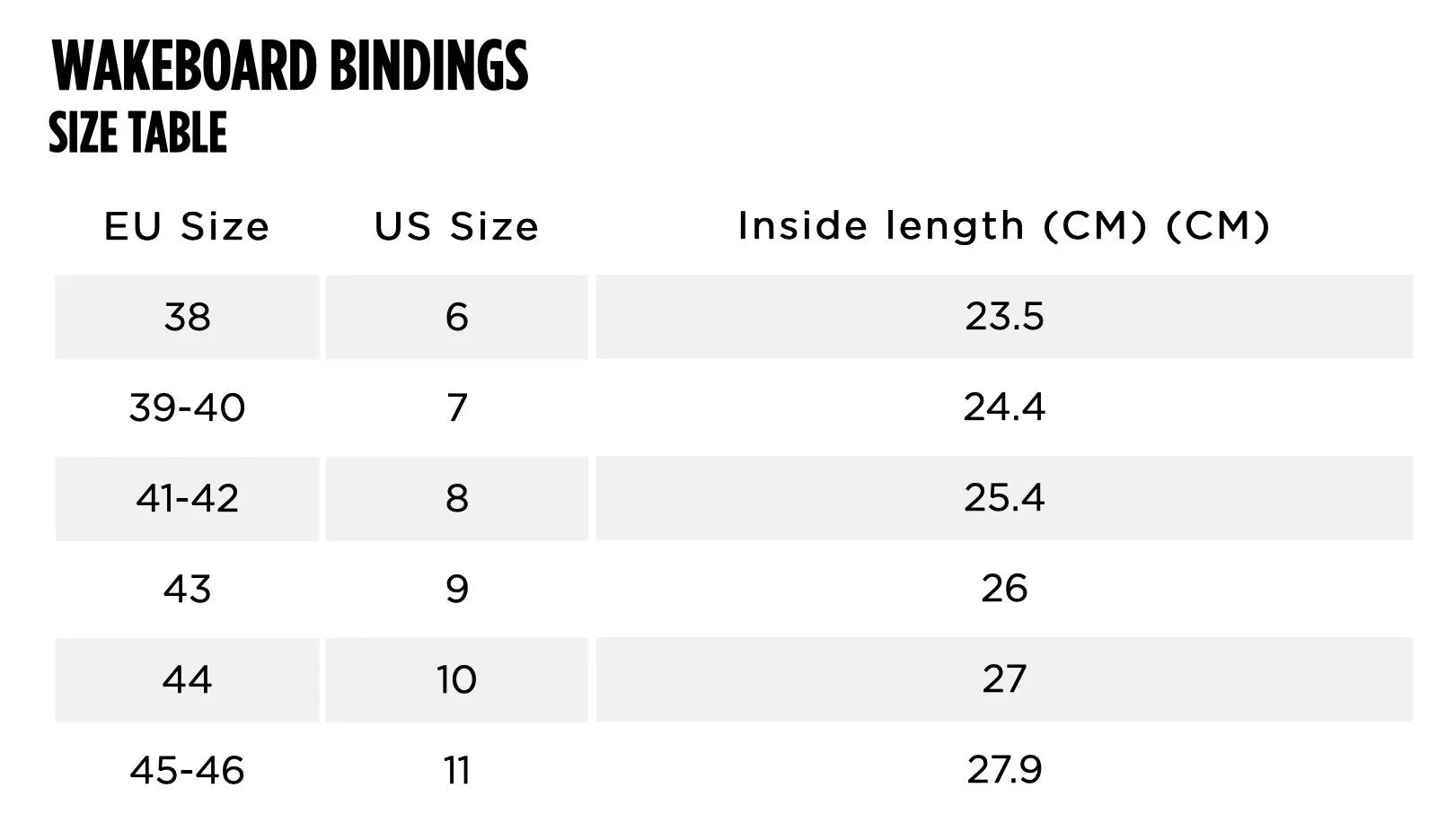jobe sizechart binding